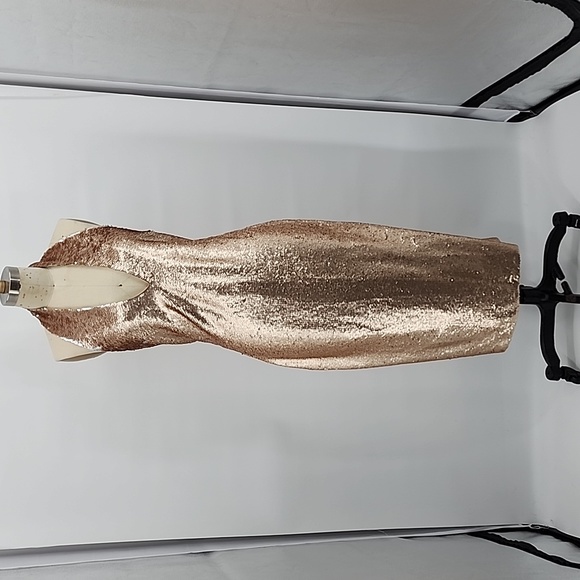 Alexia Admor Gold Sequin V-Neck Halter Party Dress Size 16 - Picture 1 of 9